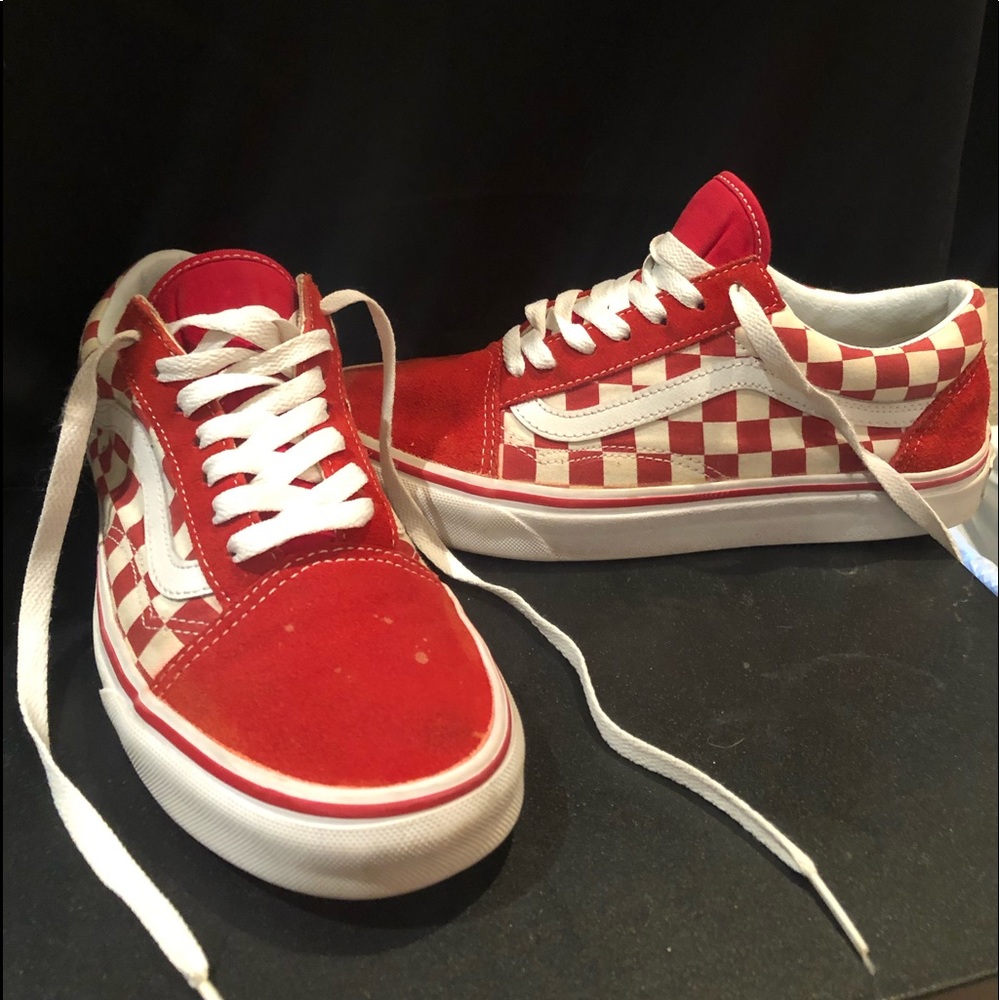 Red Checkered old schools vans